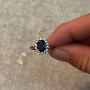 Blue and white sapphire ring.